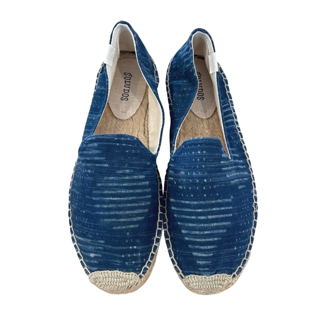 Soludos Espadrille Slip On Shoes Women's‎ Size 8.5 Blue & White Canvas Casual